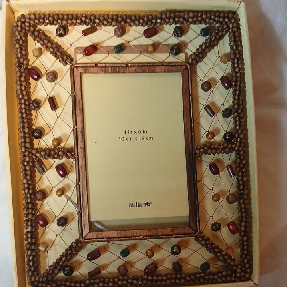 Pier 1 Beaded Brown Photo Frame